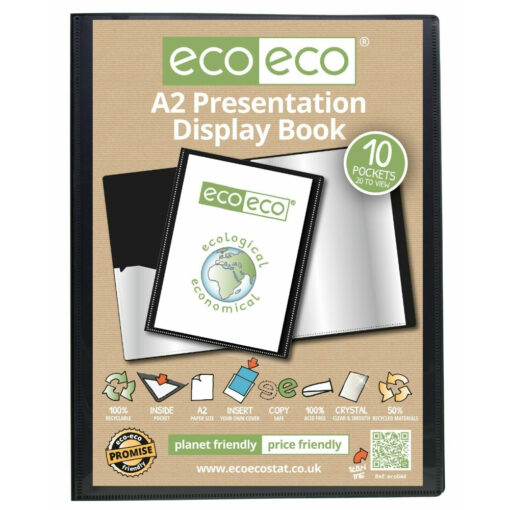 eco-eco A2 10 Pocket Presentation Display Book Black
