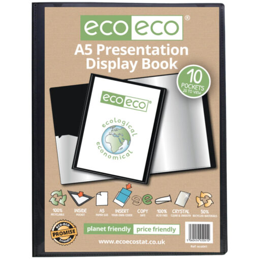 eco-eco A4 Punched Pockets 100% Recycled Smooth Clear Glass Premier Pack 100