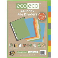 eco-eco A4 10 Part File Dividers Plastic Assorted Colour Tabs