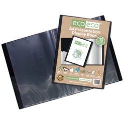 eco-eco A4 10 Pocket Presentation Display Book Black