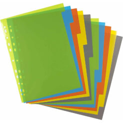 eco-eco A4 Extra Wide 10 Part File Dividers Plastic Assorted Colour Tabs