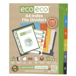 Eco-Eco A4 File Dividers For Ring Binders 1-6 Index Extra Wide