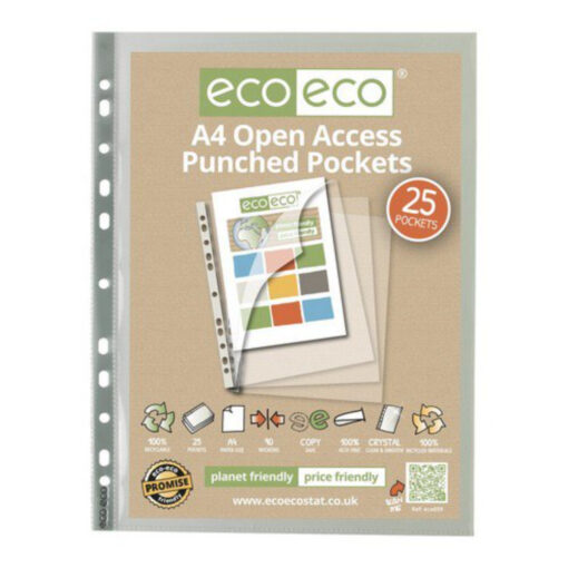 eco-eco A4 Multi Punched Pockets Recycled Bag 25 Pack
