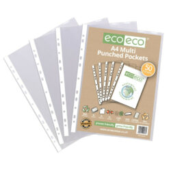 eco-eco A4 Multi Punched Pockets x 50