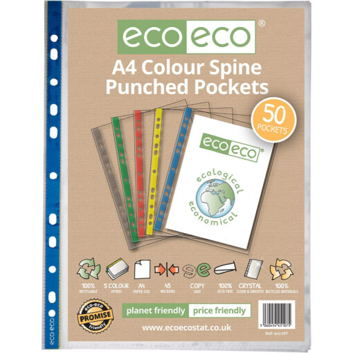 eco-eco A4 Premier Multi Punched Pockets x 50 Pack