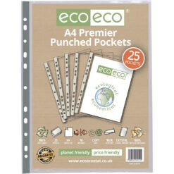 eco-eco A4 Premier Punched Plastic Pockets x 25