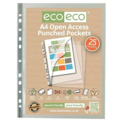 eco-eco A4 Punched Pockets Open Access Top Side Opening Pack 25