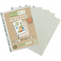 eco-eco A4 Punched Pockets Open Access Top Side Opening Pack 25