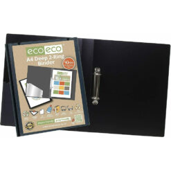 Eco-Eco A4 Ring Binder File Folder 2 Ring Black Cover