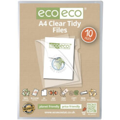 Eco-Eco A4 Tidy Files Clear Cut Flush Report Folder 50% Recycled Office 10 Pack