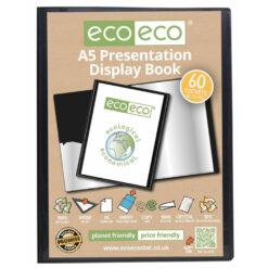 eco-eco A5 60 Pocket Presentation Display Book 50% Recycled Black
