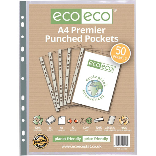 eco-eco A5 Multi Punched Pockets x 100 Pack