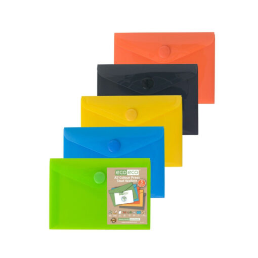 eco-eco A7 Stud Wallets Assorted Colours x 5 Pack