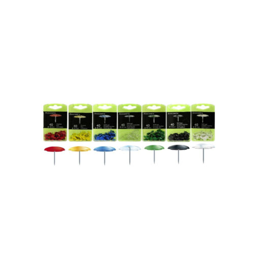 Exacompta Coloured Drawing Pins Thumb Tacks Cork Board 40 Pack