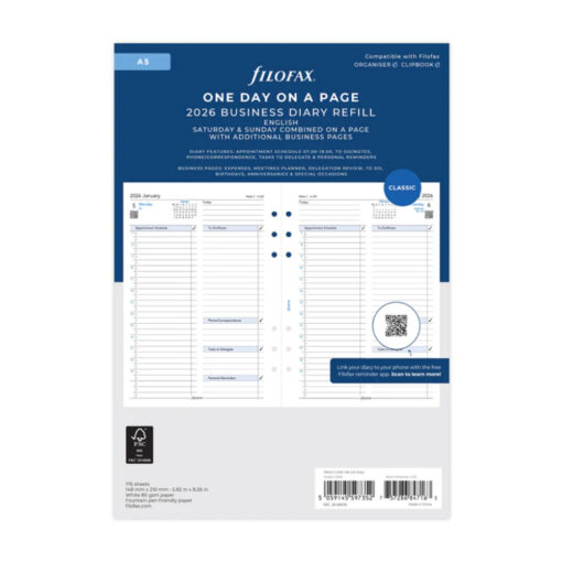 Filofax One Day On A Page Business Diary A5 2026 English