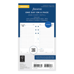 Filofax Personal One Day A Page Diary Multilanguage 2026 Diary Refill 68442