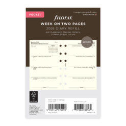 Filofax Pocket Week on Two Pages Cotton Cream Multilanguage 2026 Diary Refill