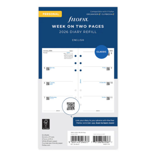 Filofax Week On Two Pages Diary Personal 2026 English