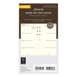 Filofax Week On Two Pages Diary Personal Cotton Cream 2026 Multilanguage