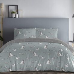 Geese Blue & Grey King Size Bed Cover Set Uk