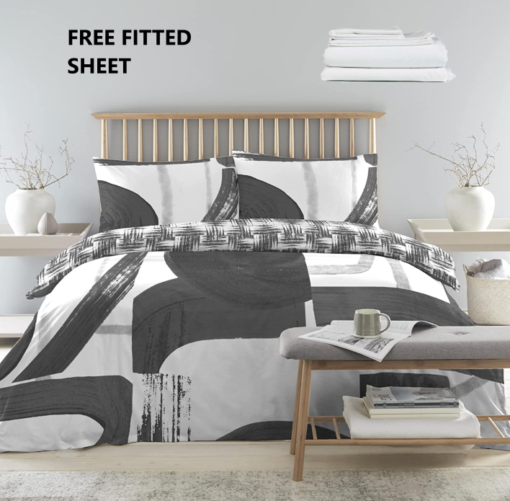 Glyph Charcoal Duvet Sets Cover - double-bed