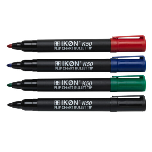 Hainenko Ikon K50 Flipchart Marker Pens Bullet Tip Assorted Pack of 4
