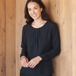 Henbury Ladies Pleat Front Long Sleeve Blouse
