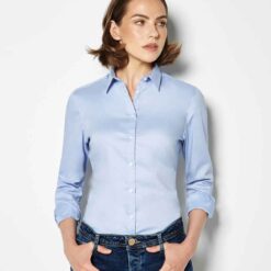 Kustom Kit Ladies Long Sleeve Tailored Stretch Oxford Shirt