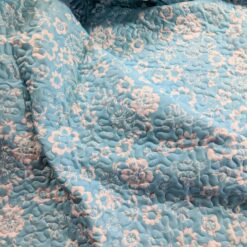 Lily Blue Quilted Bedspread Patchwork Floral