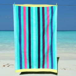 Multi Stripe Blue Beach Towel