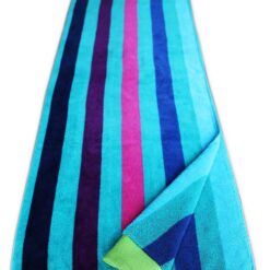 Multi Stripe Blue Beach Towel