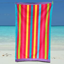 Multi Stripe Pink Beach Towel