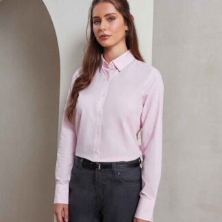 Premier Ladies Long Sleeve Striped Oxford Shirt