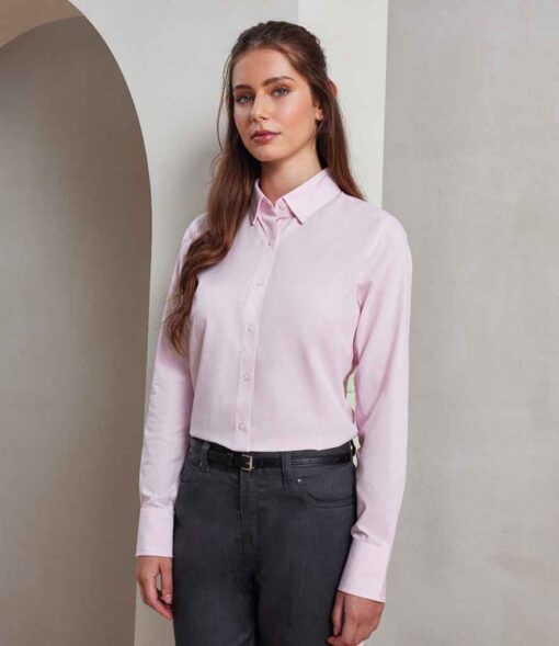 Premier Ladies Long Sleeve Striped Oxford Shirt