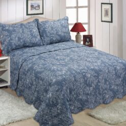 Quilted Bedspreads Patchwork & Floral designs - katie-dark-blue-king-bed