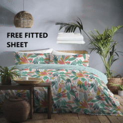 Rona Duck Egg Duvet Cover Set with Free Fitted Sheet - double-bed