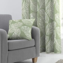 Sage Green Cushion Cover Palm Leaf Pattern
