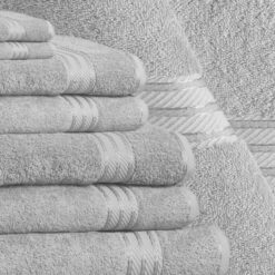Silver Bathroom Towel Set Egyptian Cotton 6 Piece Towel Bale