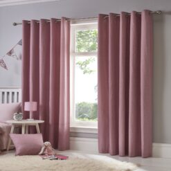 Sorbonne Pink Blush Eyelet Curtains Plain Design by Fusion - 66-x-72-167cm-x-182cm