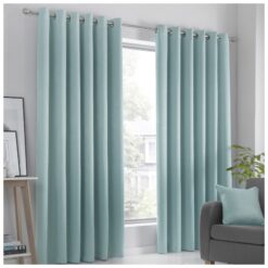 Strata Duck Egg Thermal Semi Block Out Eyelet Curtains by Fusion - 90-x-72-228cm-x-182cm