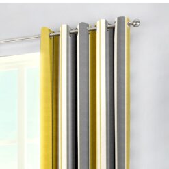 Whitworth Stripe Ochre Pair Eyelet Curtains by Fusion