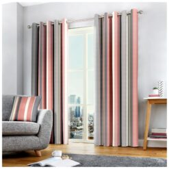 Whitworth Stripe Pink Blush Eyelet Curtains
