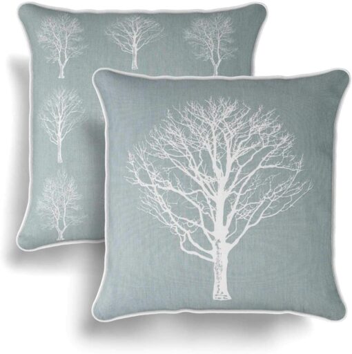 Woodland Tree Duck Egg Blue Cushion Cover 43 x 43 cm