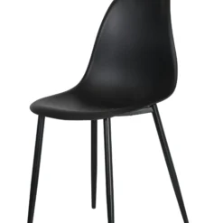 2x Curve Chair Black Plastic Seat With Black Metal Legs