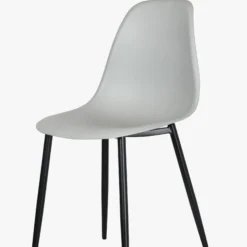 2x Curve Chair, Light Grey Plastic Seat With Black Metal Legs