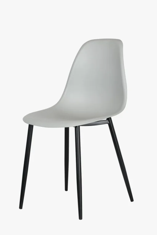 2x Curve Chair, Light Grey Plastic Seat With Black Metal Legs
