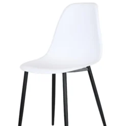 2x Curve Chair, White Plastic Seat With Black Metal Legs