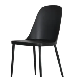 2x Duo Chair, Black Plastic Seat With Black Metal Legs
