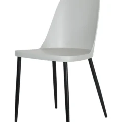 2x Duo Chair, Light Grey Plastic Seat With Black Metal Legs