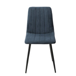 2x Straight Stitch Blue Cord Dining Chair, Black Tapered Legs